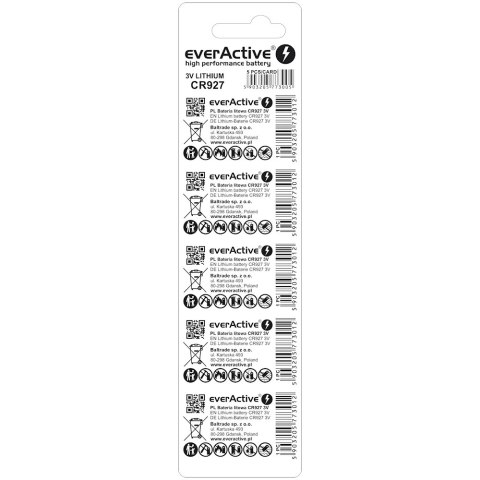 Bateria EVERACTIVE CR927 3V litowa blister (5szt) Bateria EVERACTIVE CR927 3V litowa blister (5szt)