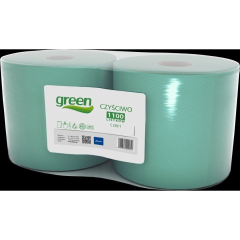 Czyściwo w roli 25cm*250m (2 rolki) zielone makulatura CLIVER GREEN 250/1 9041 Czyściwo w roli 25cm*250m (2 rolki) zielone makulatura CLIVER GREEN 250/1 9041