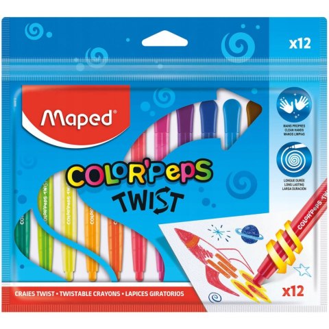 Kredki COLORPEPS świecowe wykręcane Twist 12szt. zip etui 860612 MAPED Kredki COLORPEPS świecowe wykręcane Twist 12szt. zip etui 860612 MAPED