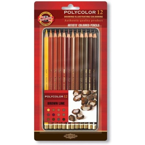 Kredki POLYCOLOR 12 szt brązy 3822/BR KOH-I-NOOR Kredki POLYCOLOR 12 szt brązy 3822/BR KOH-I-NOOR