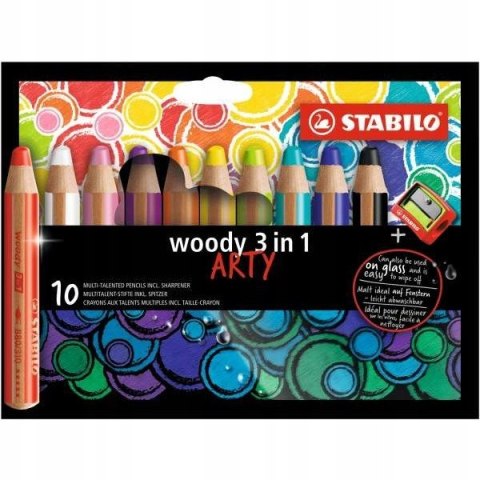 Kredki STABILO woody 3 w 1 10 kol. etui z temperówką ARTY 880/10-1-20 Kredki STABILO woody 3 w 1 10 kol. etui z temperówką ARTY 880/10-1-20