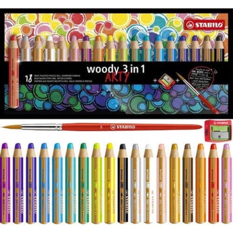Kredki STABILO woody 3 w 1 18 kol. etui z temperówką ARTY 880/181-20 Kredki STABILO woody 3 w 1 18 kol. etui z temperówką ARTY 880/181-20
