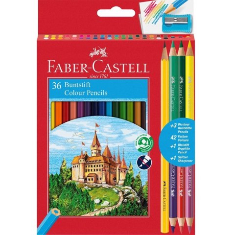 Kredki ZAMEK 36kol. dwustronne +3 kredki dwustronne +ołówek+temperówka 110336 FABER CASTELL Kredki ZAMEK 36kol. dwustronne +3 kredki dwustronne +ołówek+temperówka 110336 FABER CASTELL