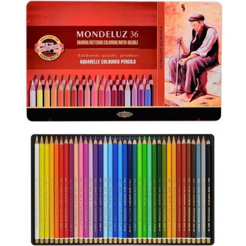 Kredki akwarele MONDELUZ 36 kol. opakowanie metalowe 3725 KOH-I-NOOR Kredki akwarele MONDELUZ 36 kol. opakowanie metalowe 3725 KOH-I-NOOR