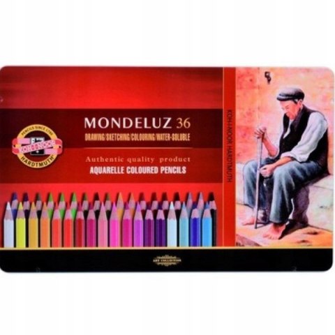 Kredki akwarele MONDELUZ 36 kol. opakowanie metalowe 3725 KOH-I-NOOR Kredki akwarele MONDELUZ 36 kol. opakowanie metalowe 3725 KOH-I-NOOR