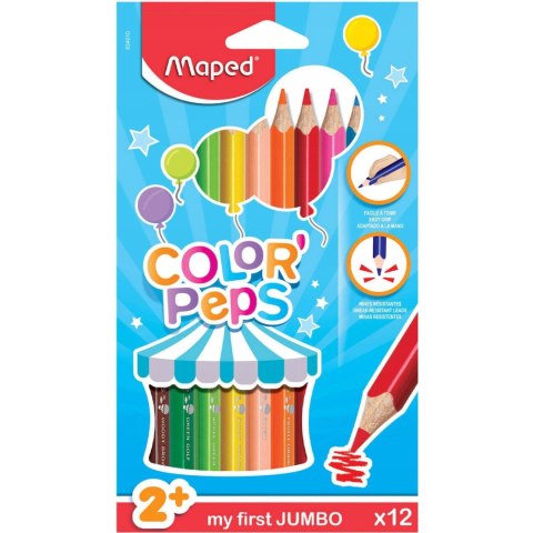 Kredki trójkątne MAPED COLORPEPS JUMBO TRÓJKĄTNE 12kolorów 834010 Kredki trójkątne MAPED COLORPEPS JUMBO TRÓJKĄTNE 12kolorów 834010