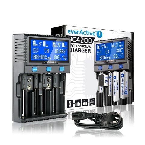 Ładowarka do akumulatorków Li-ion/Ni-MH EVERACTIVE uniwersalna UC-4200 Ładowarka do akumulatorków Li-ion/Ni-MH EVERACTIVE uniwersalna UC-4200
