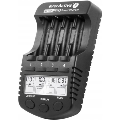 Ładowarka do akumulatorków Ni-MH EVERACTIVE AA/AAA NC-1000 Plus 4 kanały Ładowarka do akumulatorków Ni-MH EVERACTIVE AA/AAA NC-1000 Plus 4 kanały