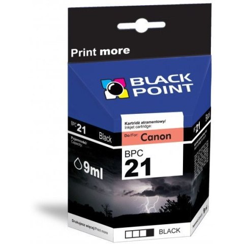 Tusz BLACK POINT (BPC21BK) czarny 130str zamiennik CANON (BCI-21BK) BJC2000/4000/5000 Tusz BLACK POINT (BPC21BK) czarny 130str zamiennik CANON (BCI-21BK) BJC2000/4000/5000