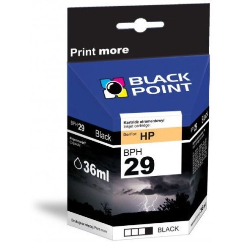 Tusz BLACK POINT (BPH29) czarny 36ml zamiennik HP (29/51629AE) DJ600/660/670/680 Tusz BLACK POINT (BPH29) czarny 36ml zamiennik HP (29/51629AE) DJ600/660/670/680