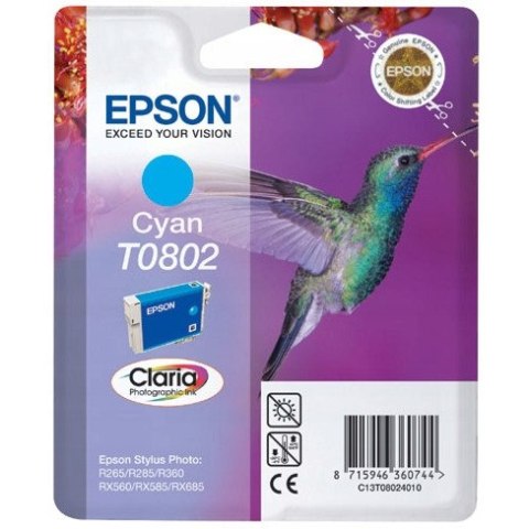 Tusz EPSON (T0802/C13T08024010) niebieski 250str Stylus Photo R265/360 Tusz EPSON (T0802/C13T08024010) niebieski 250str Stylus Photo R265/360
