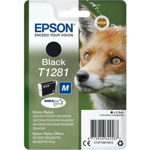 Tusz EPSON (T1281/C13T12814010) czarny 185str S22/SX125/SX425W/BX305F Tusz EPSON (T1281/C13T12814010) czarny 185str S22/SX125/SX425W/BX305F