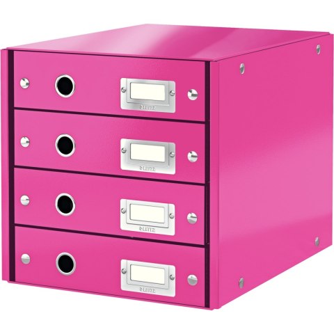 Pojemnik z 4 szufladami Leitz C&S WOW, różowy 60490062-23 Pojemnik z 4 szufladami Leitz C&S WOW, różowy 60490062-23