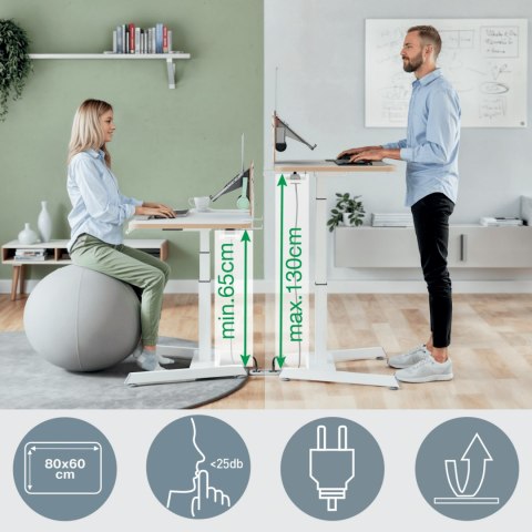 Biurko Leitz Ergo białe do pracy w pozycji siedzącej i stojącej obsługiwane elektronicznie 65340001 Biurko Leitz Ergo białe do pracy w pozycji siedzącej i stojącej obsługiwane elektronicznie 65340001