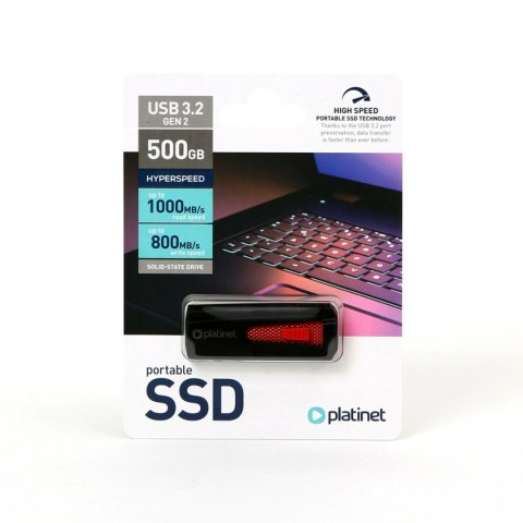 Dysk SSD zewnętrzny 500GB PLATINET USB 3.2 1053/890MB/s czarny (45869) Dysk SSD zewnętrzny 500GB PLATINET USB 3.2 1053/890MB/s czarny (45869)