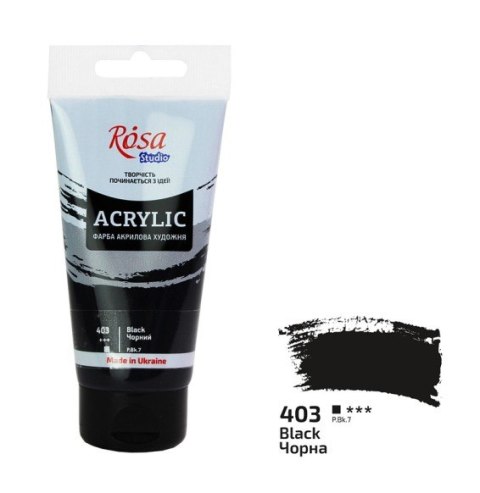 Farba akrylowa Rosa Studio 75ml BLACK 403 Farba akrylowa Rosa Studio 75ml BLACK 403