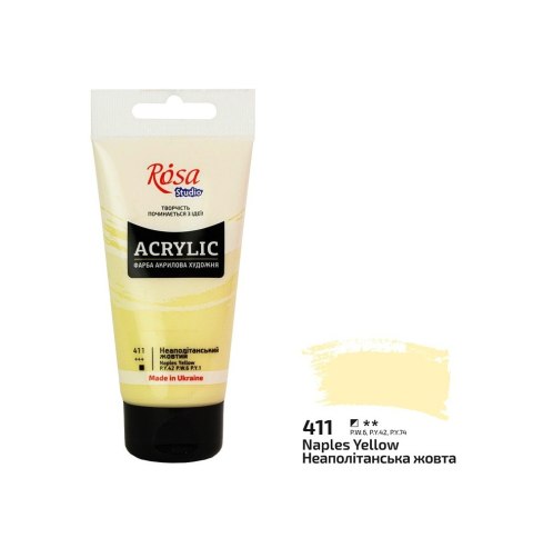 Farba akrylowa Rosa Studio 75ml NAPLES YELLOW 411 Farba akrylowa Rosa Studio 75ml NAPLES YELLOW 411