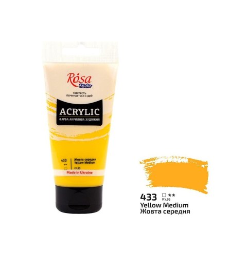 Farba akrylowa Rosa Studio 75ml YELLOW MEDIUM 433 Farba akrylowa Rosa Studio 75ml YELLOW MEDIUM 433