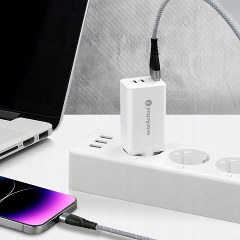 Ładowarka sieciowa 230V EVERACTIVE SC-650Q 1xUSB 3A + 2xUSB-C 3,25A 65W biała Ładowarka sieciowa 230V EVERACTIVE SC-650Q 1xUSB 3A + 2xUSB-C 3,25A 65W biała