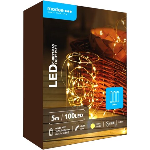 Lampki dekoracyjne 5m MODEE ciepła barwa 100 led zasilanie 3xAA/LR6 ML-C1011 Lampki dekoracyjne 5m MODEE ciepła barwa 100 led zasilanie 3xAA/LR6 ML-C1011