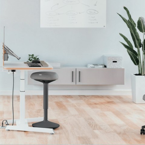 Stołek Leitz Ergo do pracy w pozycji półstojącej ciemnoszary 65450089 Stołek Leitz Ergo do pracy w pozycji półstojącej ciemnoszary 65450089