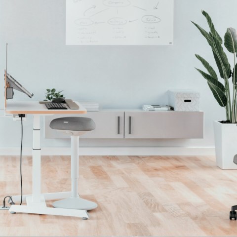 Stołek Leitz Ergo do pracy w pozycji półstojącej jasnoszary 65450085 Stołek Leitz Ergo do pracy w pozycji półstojącej jasnoszary 65450085