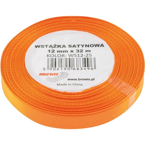 Wstążka satynowa 12mm/32m pomarańczowa BREWIS Wstążka satynowa 12mm/32m pomarańczowa BREWIS