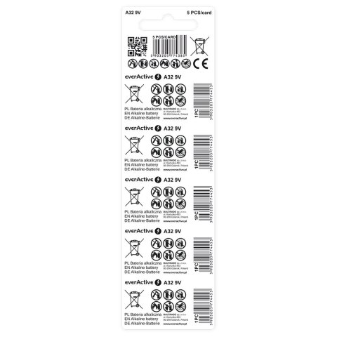 Bateria EVERACTIVE 29A/A32/32A 9V do pilota blister (5szt) Bateria EVERACTIVE 29A/A32/32A 9V do pilota blister (5szt)