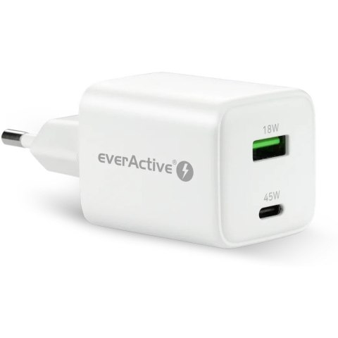 Ładowarka sieciowa 230V EVERACTIVE SC-450Q 1xUSB-A + 1xUSB-C 45W biała Ładowarka sieciowa 230V EVERACTIVE SC-450Q 1xUSB-A + 1xUSB-C 45W biała