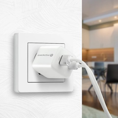 Ładowarka sieciowa 230V EVERACTIVE SC-450Q 1xUSB-A + 1xUSB-C 45W biała Ładowarka sieciowa 230V EVERACTIVE SC-450Q 1xUSB-A + 1xUSB-C 45W biała
