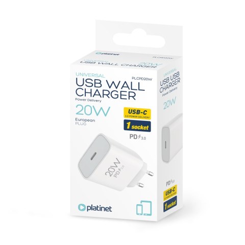 Ładowarka sieciowa 230V PLATINET 1xUSB-A + 1xUSB-C 20W biała (46000) Ładowarka sieciowa 230V PLATINET 1xUSB-A + 1xUSB-C 20W biała (46000)