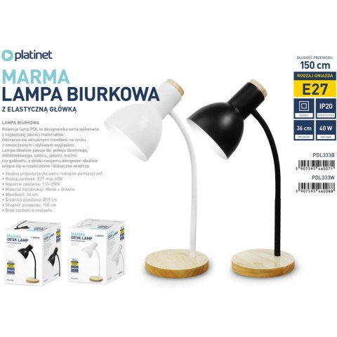 Lampka biurkowa PLATINET MARMA E27 metalowa czarna (46007) Lampka biurkowa PLATINET MARMA E27 metalowa czarna (46007)