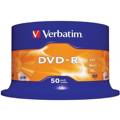 Płyta DVD-R 4,7GB VERBATIM cake (50szt) 16x Matt Silver 43548 Płyta DVD-R 4,7GB VERBATIM cake (50szt) 16x Matt Silver 43548