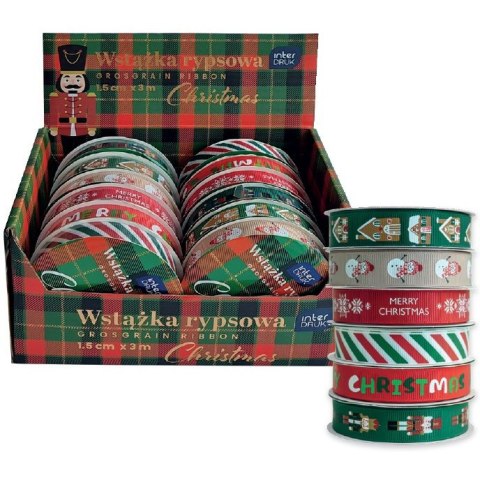 Wstążka rypsowa 3m (12szt.) CHRISTMAS INTERDRUK Wstążka rypsowa 3m (12szt.) CHRISTMAS INTERDRUK