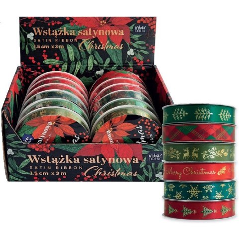 Wstążka satynowa 3m (12szt.) CHRISTMAS INTERDRUK Wstążka satynowa 3m (12szt.) CHRISTMAS INTERDRUK
