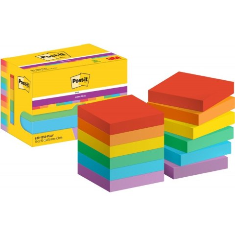 Bloczki samoprzylepne POST-IT Super Sticky, 47,6 x47,6mm 12x90kart. PLAYFUL 3M-7100290166 Bloczki samoprzylepne POST-IT Super Sticky, 47,6 x47,6mm 12x90kart. PLAYFUL 3M-7100290166