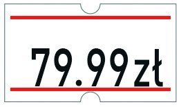 Etykiety cenowe w rolce do metkownicy jednorzędowej 21x12 mm,(6 sztuk) biało-czerwone, trwały klej METO M30014357 Etykiety cenowe w rolce do metkownicy jednorzędowej 21x12 mm,(6 sztuk) biało-czerwone, trwały klej METO M30014357