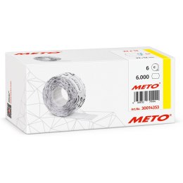 Etykiety cenowe w rolce do metkownicy jednorzędowej 22x12 mm, (6 sztuk) białe faliste, trwały klej, odporne na mróz METO M300143