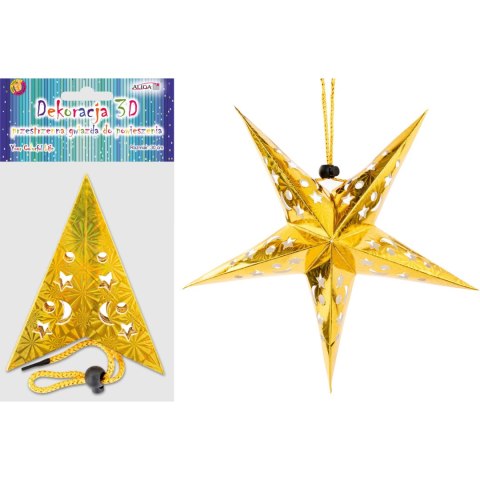 Gwiazda hologramowa złota 3D 30cm GW-7407 ALIGA Gwiazda hologramowa złota 3D 30cm GW-7407 ALIGA