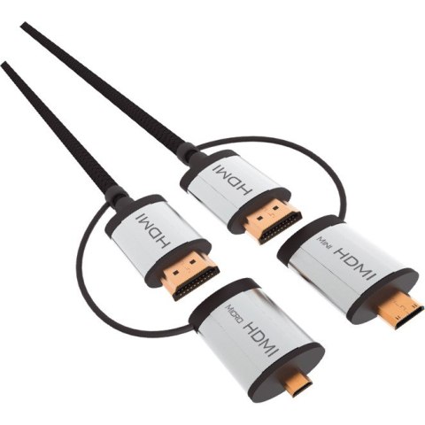 Kabel HDMI -> HDMI + adapter mini/micro HDMI 1,5m v.1.4 czarny OMEGA (43865) Kabel HDMI -> HDMI + adapter mini/micro HDMI 1,5m v.1.4 czarny OMEGA (43865)