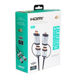 Kabel HDMI -> HDMI + adapter mini/micro HDMI 1,5m v.1.4 czarny OMEGA (43865)