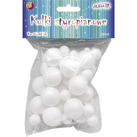 Kulki styropianowe mix rozmiarów 50 szt. KS-3456 ALIGA Kulki styropianowe mix rozmiarów 50 szt. KS-3456 ALIGA