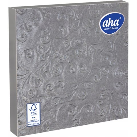 Serwetki AHA 33x33 (15 sztuk) srebrne tłoczone Serwetki AHA 33x33 (15 sztuk) srebrne tłoczone