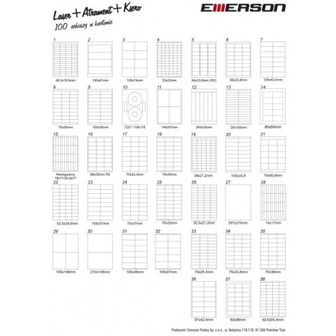 Etykieta A4 biała 100x30mm 009 EMERSON Etykieta A4 biała 100x30mm 009 EMERSON