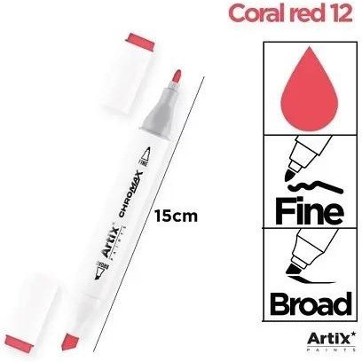 Marker alkoholowy dwustronny CORAL RED PP915-12 ARTIX Marker alkoholowy dwustronny CORAL RED PP915-12 ARTIX
