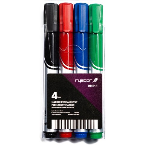 Marker permanentny RYSTOR RMP-1/ABCD 4 szt.458-204EKO Marker permanentny RYSTOR RMP-1/ABCD 4 szt.458-204EKO