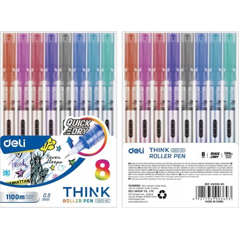 Pióro kulkowe 0,5mm THINK 8kolorów EQ300-8C DELI Pióro kulkowe 0,5mm THINK 8kolorów EQ300-8C DELI