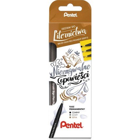 Pisak BRUSH SIGN PEN PIGMENT 3szt. SESP15-ST3ANSPPL PENTEL Pisak BRUSH SIGN PEN PIGMENT 3szt. SESP15-ST3ANSPPL PENTEL