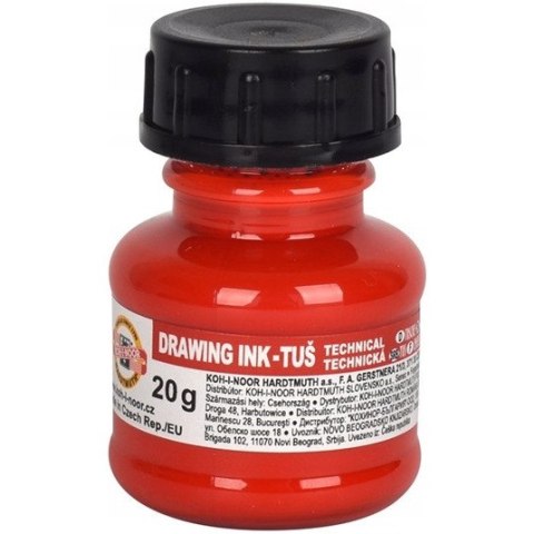 Tusz kreślarski 20g czerwony 141700402 KOH-I-NOOR Tusz kreślarski 20g czerwony 141700402 KOH-I-NOOR