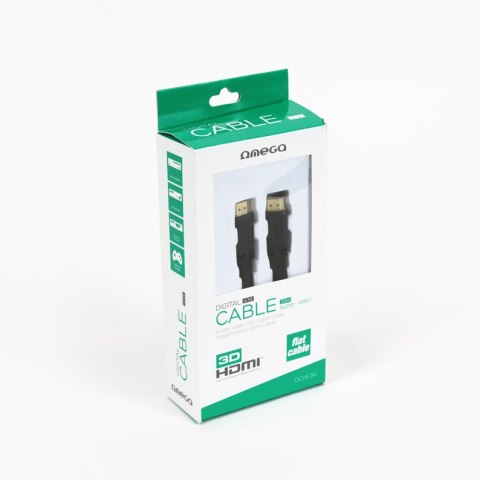 Kabel HDMI -> HDMI 1,5m v.1.4 4K płaski czarny OMEGA (41847) Kabel HDMI -> HDMI 1,5m v.1.4 4K płaski czarny OMEGA (41847)